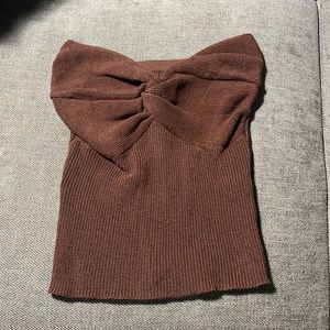 brown knit tube top